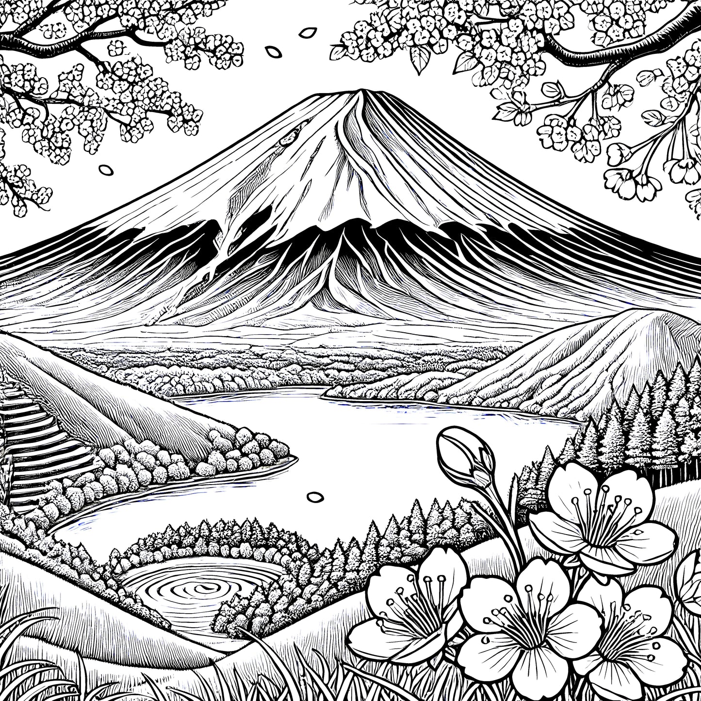 Color in Japan - Full Coloring Book (75 pages downloadable printable)