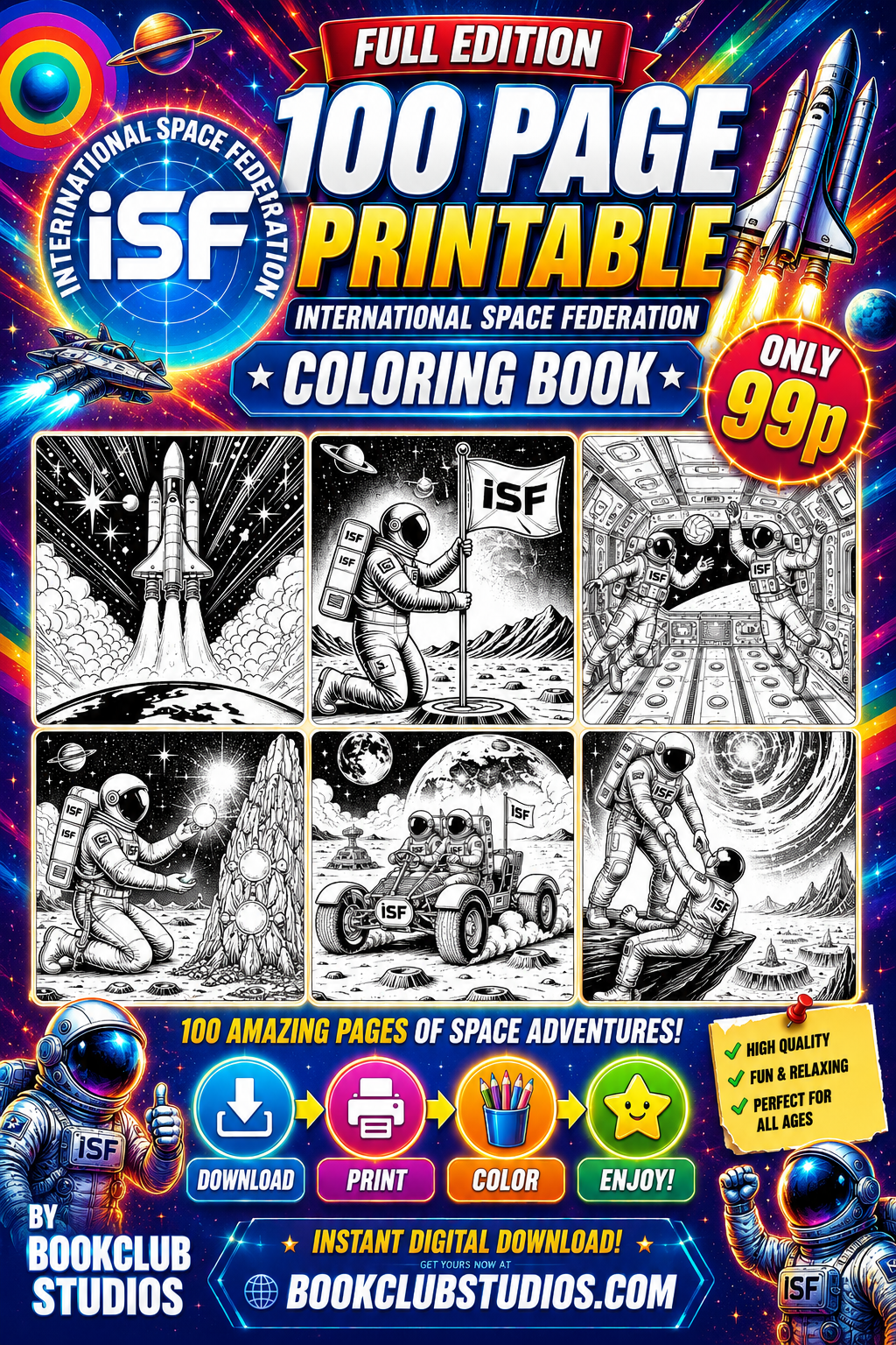 International Space Federation- Full Coloring Book (100 Pages)