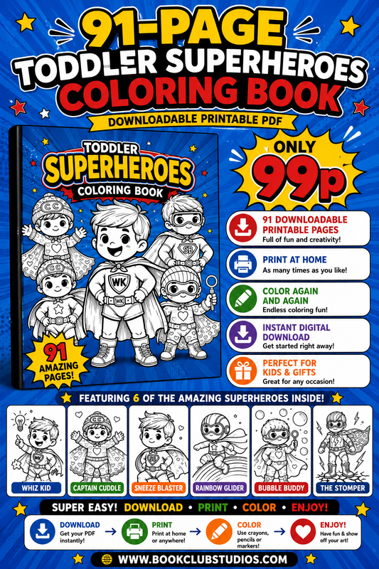 Toddler Superheroes full 91 page Coloring Book